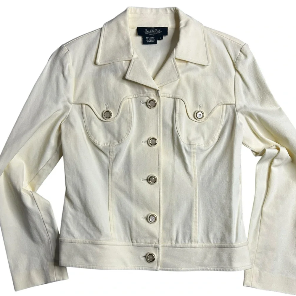Vintage Peck & Peck Collection White‎ Denim Jacket Women’s Size 6